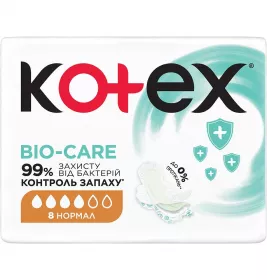 Прокладки Kotex Bio-Care нормал з крильцями №8