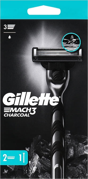 Бритва Gillette Mach3 Charcoal с 2 сменными касетами Бритва Gillette Mach3 Charcoal с 2 сменными касетами