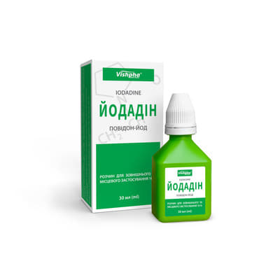 Йодадин р-р спирт. 10% флак. 30мл в уп. Житомир Йодадин р-р спирт. 10% флак. 30мл в уп. Житомир