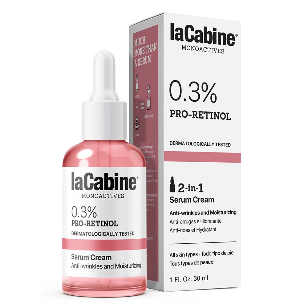 *Крем-сироватка LaCabine 0.3% Pro-Retinol 2 in 1. Зволожувальна проти зморшок шкіри обличчя, 0,3% проретинолу 30 мл