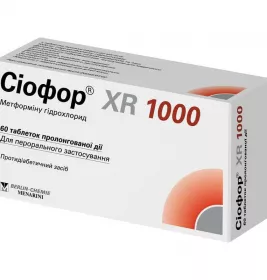 *Сіофор XR 1000 табл. пролонг. дії 1000 мг №60