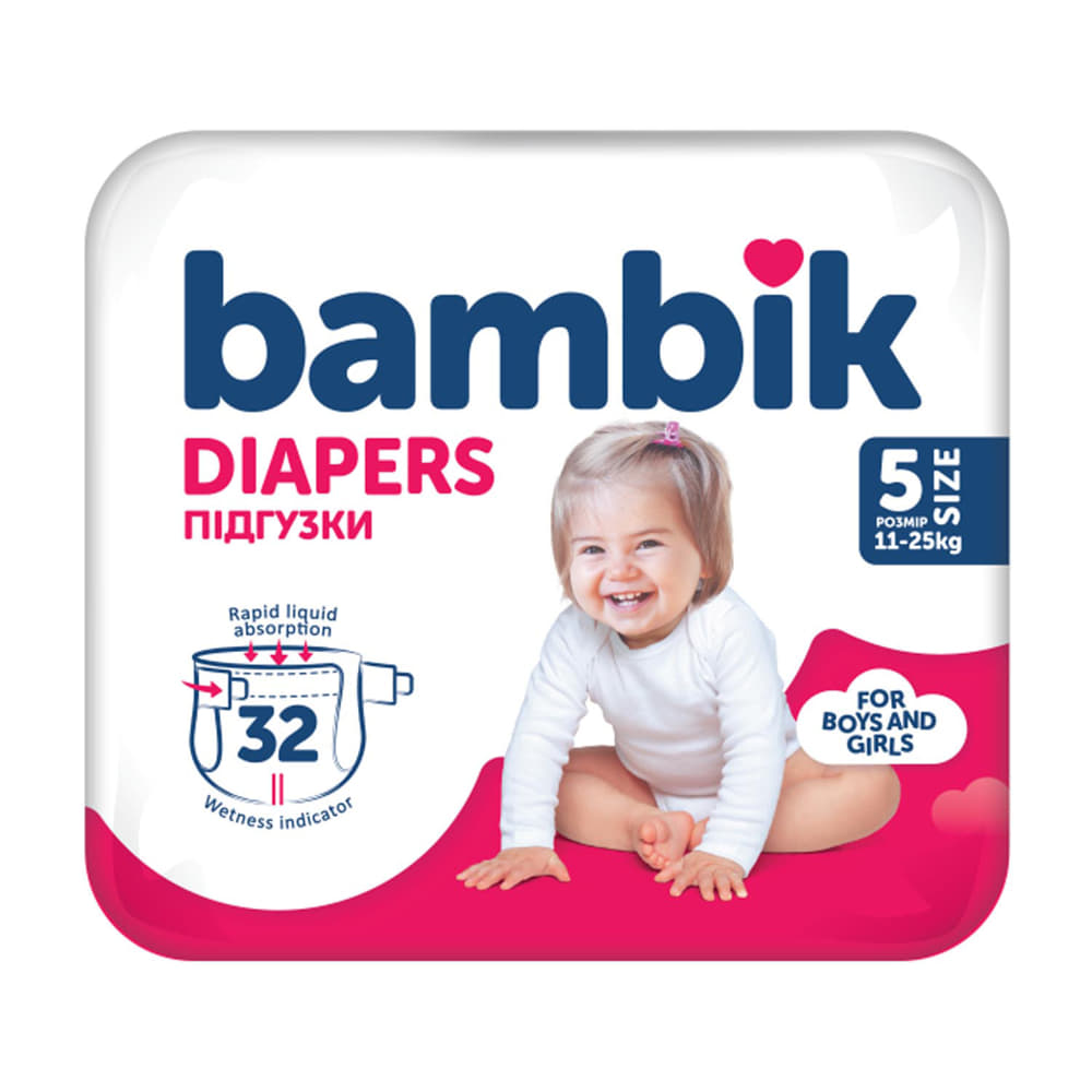 Bambik подгузники детские Medium 5 Junior (11-25 кг) 32шт Bambik подгузники детские Medium 5 Junior (11-25 кг) 32шт