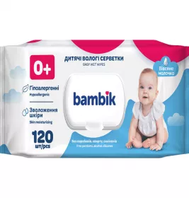 Серветки вологі Bambik дитячі з вівсяним молочком №120 клапан