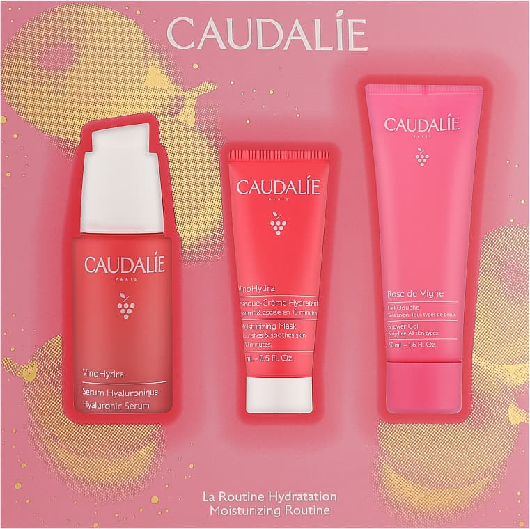 *Набір Caudalie Vinohydra (гіалурон. сироватка 30мл, гель д/душу 50мл, зволожув. маска-крем 15мл)