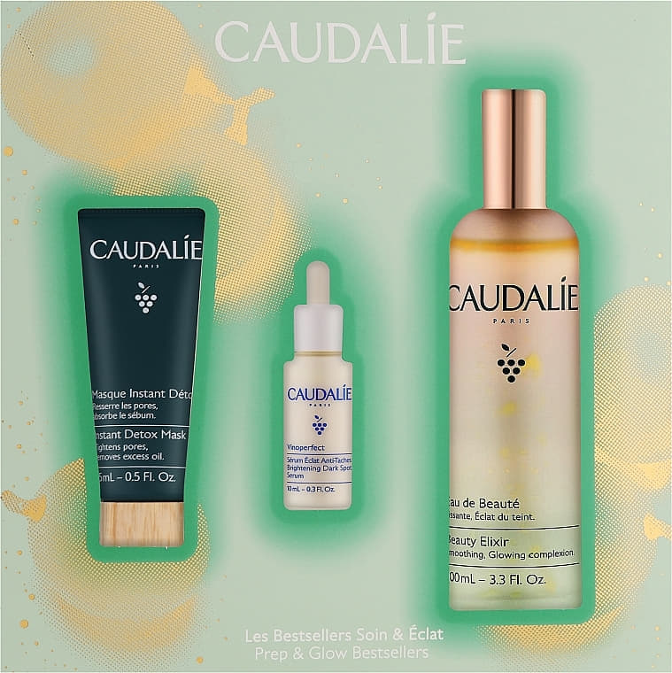*Набір Caudalie Beauty Elixir Set (еліксир-вода д/обличчя 100мл, детокс-маска 15мл, сиров. д/обличчя 10мл)
