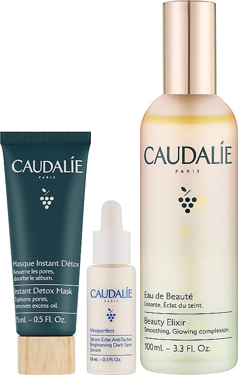 *Набір Caudalie Beauty Elixir Set (еліксир-вода д/обличчя 100мл, детокс-маска 15мл, сиров. д/обличчя 10мл)