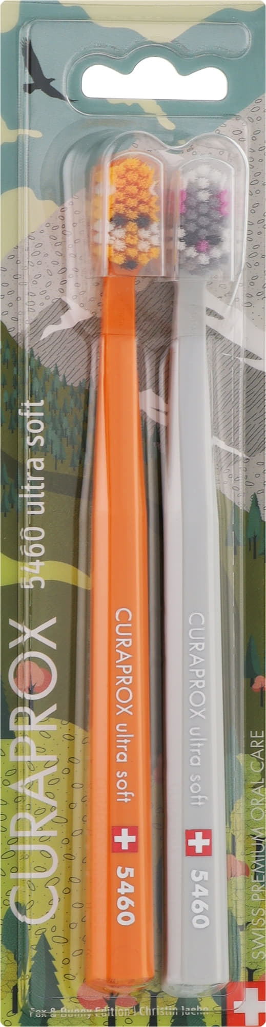 *Набор зубных щеток Curaprox UltraSoft Duo Fox и Bunny Edition 2024, d 0,10 мм №2