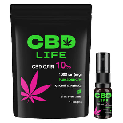 *Канабідіол CBD life олія 10% спрей флак. 10мл М'ята