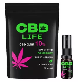*Канабідіол CBD life олія 10% спрей флак. 10мл М'ята