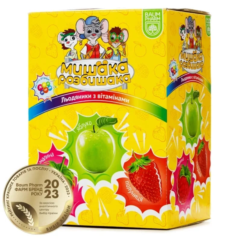 *Льодяники Мишака розбишака вітамінізовані 7г №150 ТМ Baum Pharm