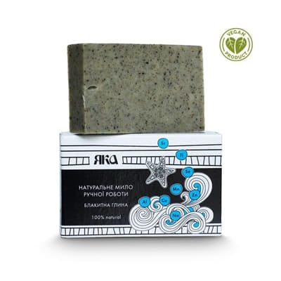 *ЯКА Мило руч. роботи блакитна глина 75г