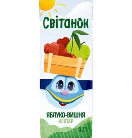 Сок Свитанок Яблоко-вишня ТП 0,2л