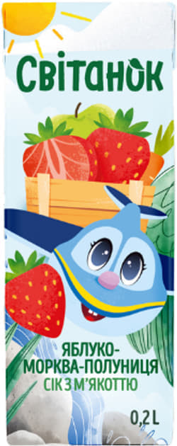 Сік Світанок Яблуко-морква-полуниця ТП 0,2л