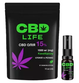 *Канабідіол CBD life олія 15% спрей флак.10мл М'ята