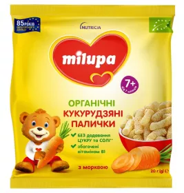 Кукурудзяні палички Milupa з морквою органічні від 7 міс. 20г