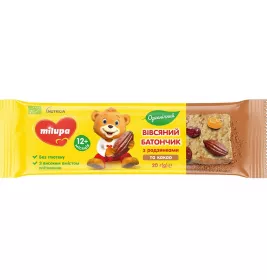 Батончик вівсяний Milupa з родзинками та какао органічний від 12 міс. 20г