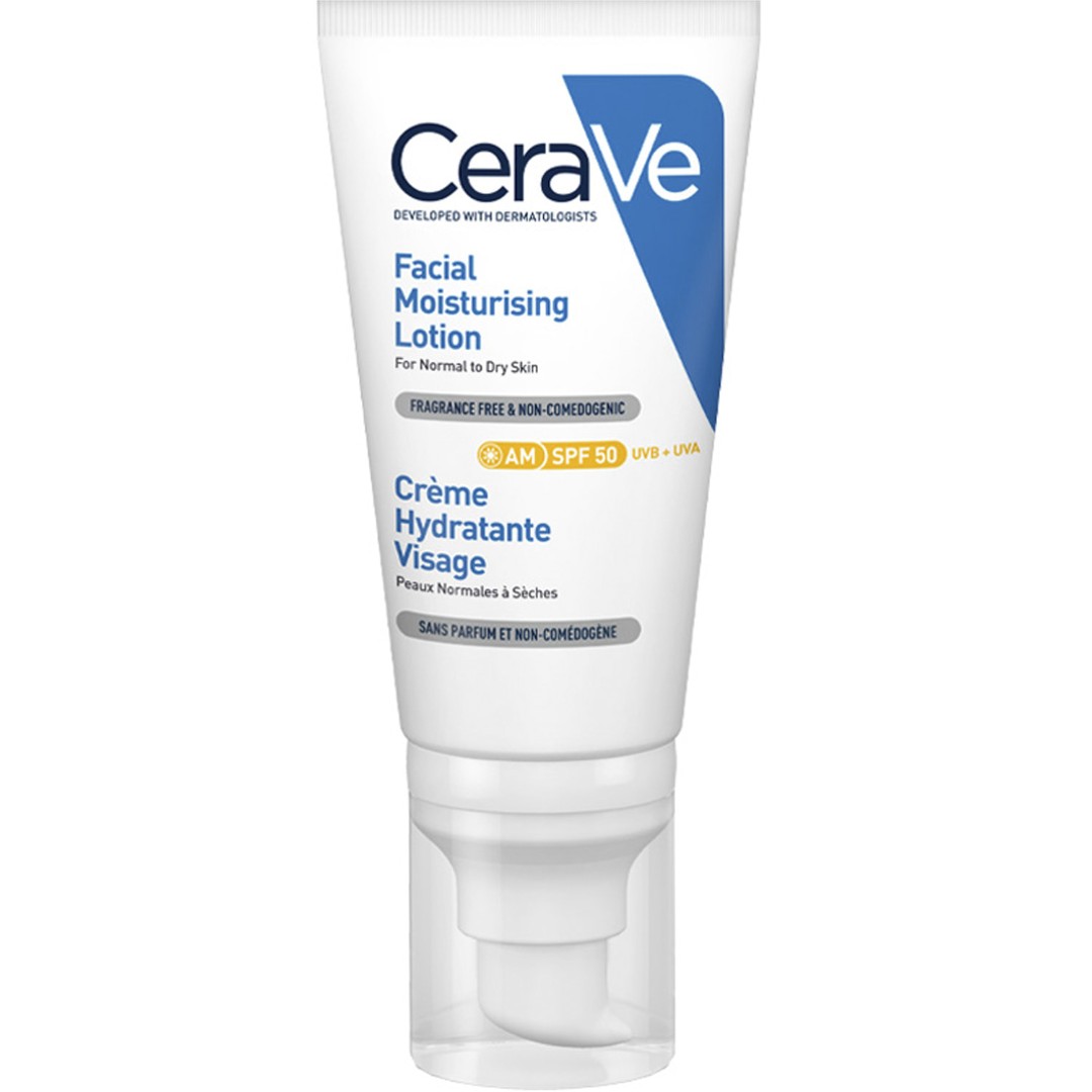 Крем для обличчя Cerave SPF50 легкий зволожуючий для нормальної та сухої шкіри 52мл