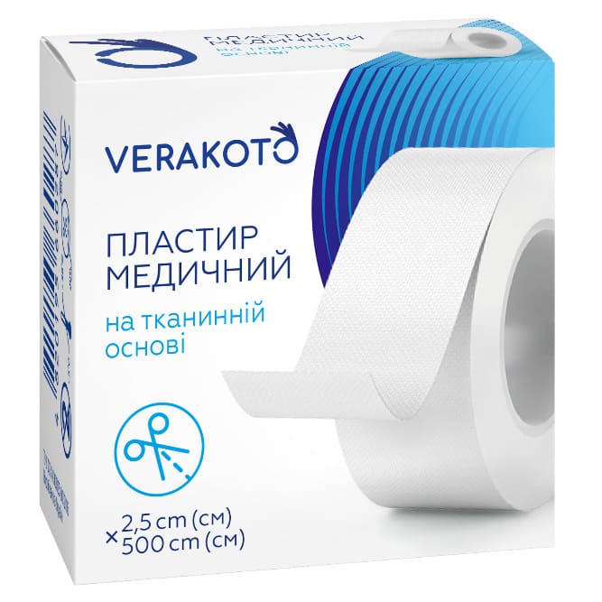 Лейкопластырь VERAKOTO мед. тканый катушка 2,5см*5м
