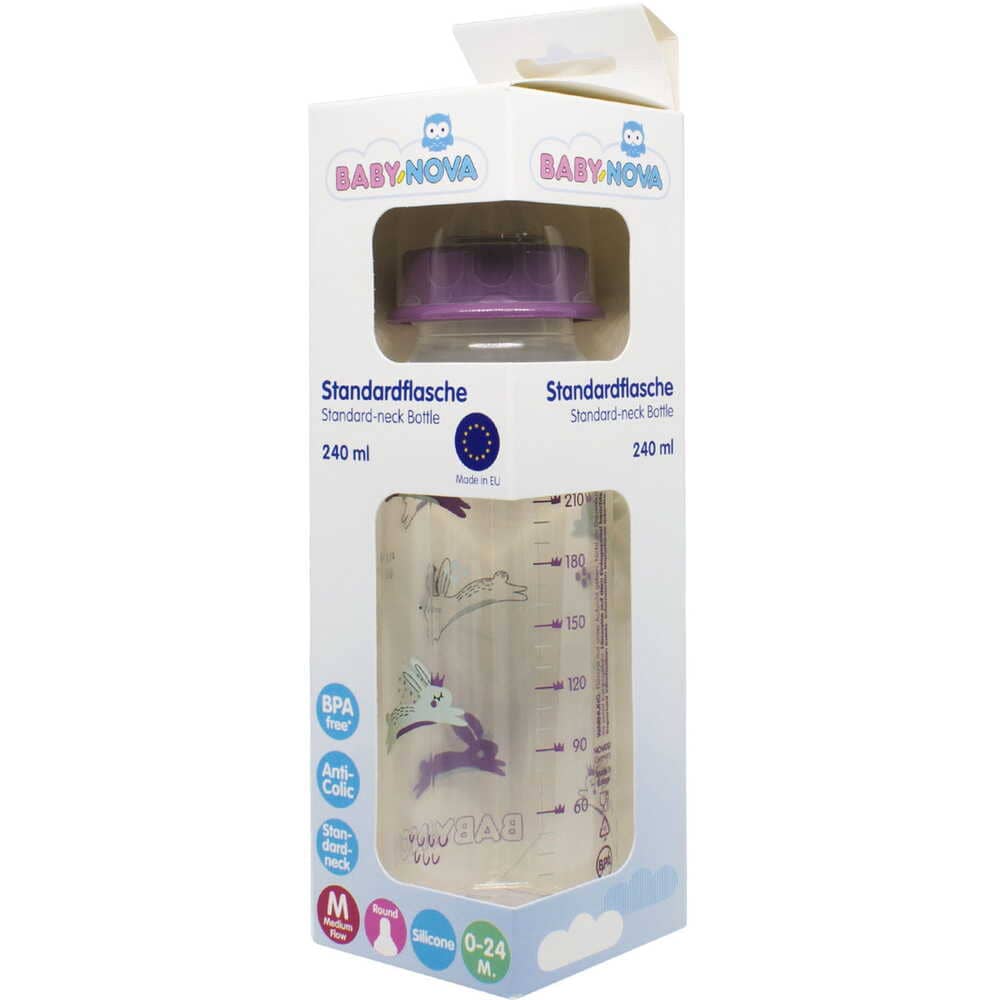 Бутылочка Baby-nova 47010-2 пластик 240мл Декор девочка