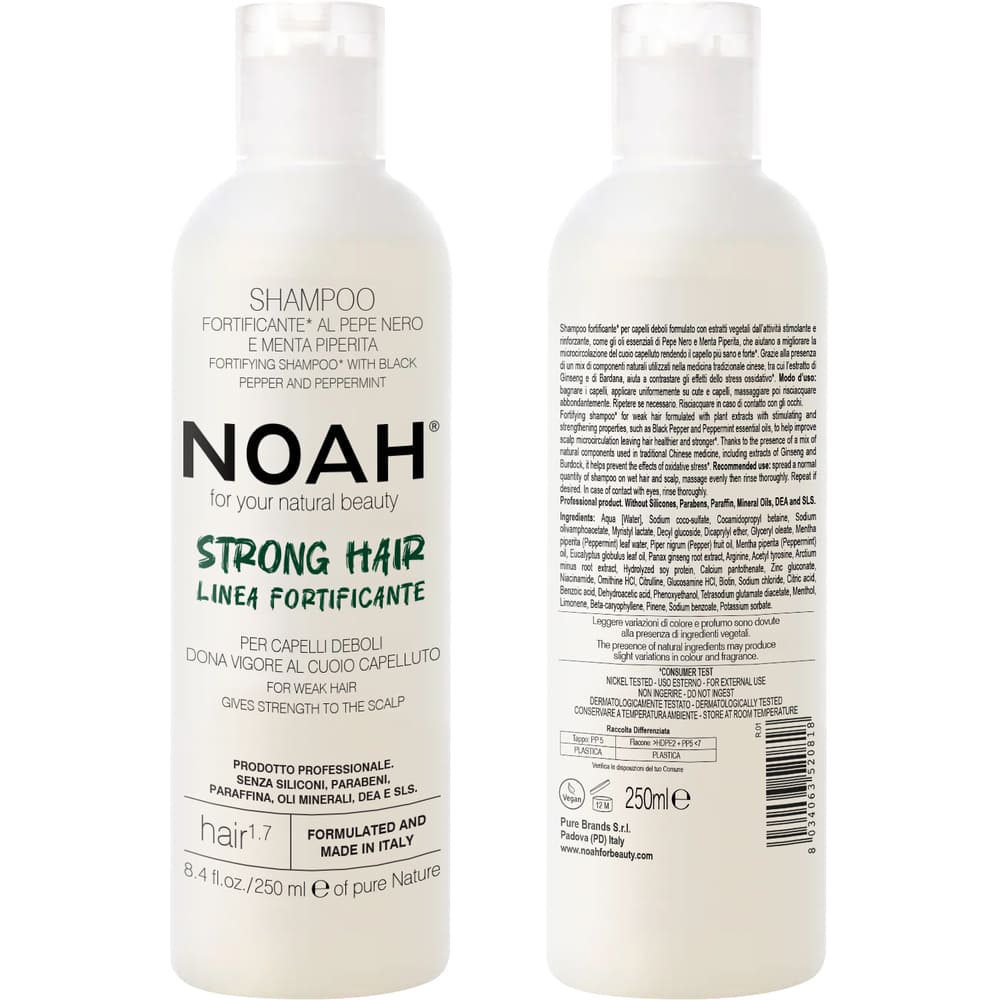 NOAH Hair Шампунь укрепляющий с черным перцем и мятой для слабых волос 250мл NOAH Hair Шампунь укрепляющий с черным перцем и мятой для слабых волос 250мл