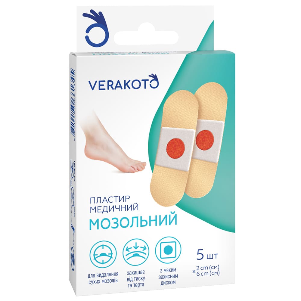 Лейкопластырь VERAKOTO мед. мозольный 2cм*6cм №5 Лейкопластырь VERAKOTO мед. мозольный 2cм*6cм №5