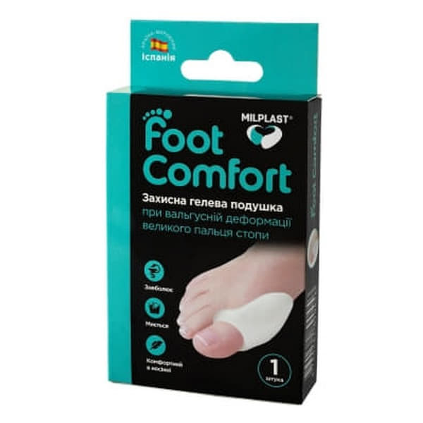 *Подушка гелевая Milplast Foot Comfort при вальгусной деформации больш. пальца универс.№1 *Подушка гелевая Milplast Foot Comfort при вальгусной деформации больш. пальца универс.№1