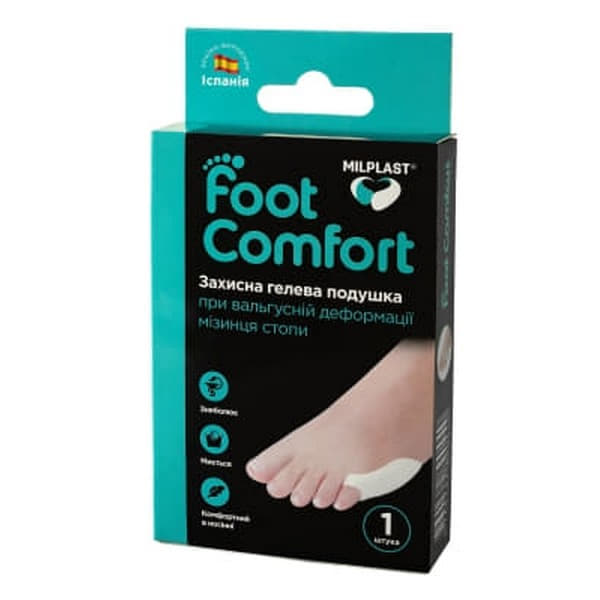 *Подушка гелева Milplast Foot Comfort при вальгусній деформації мізинця універс.№1