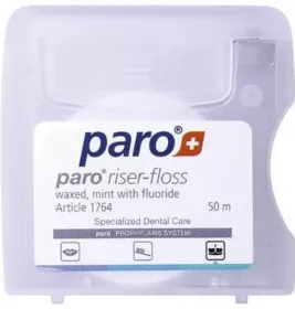 *Зубная нить Paro Swiss riser-floss вощеная с мятой и фторидом 50м
