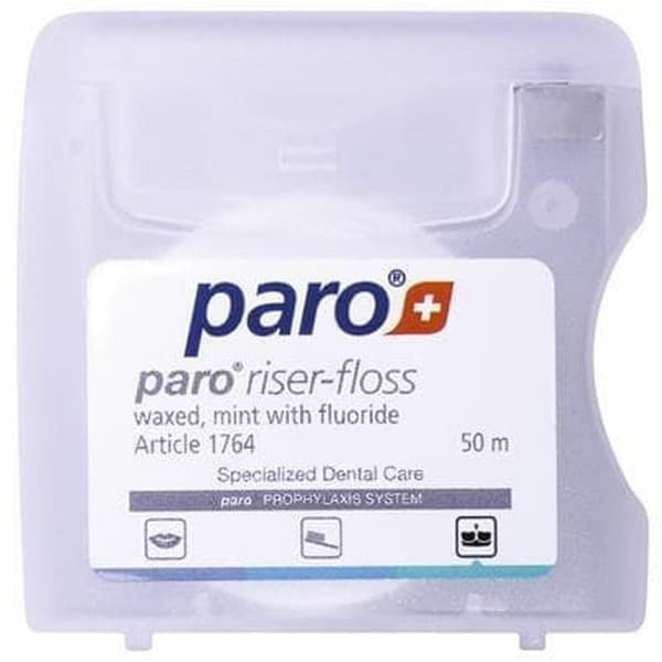 *Зубная нить Paro Swiss riser-floss вощеная с мятой и фторидом 50м *Зубная нить Paro Swiss riser-floss вощеная с мятой и фторидом 50м