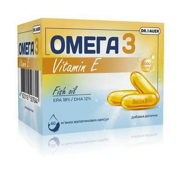 *Омега-3 1000мг з віт.Е капс. №60 ТМ Dr.Bauer
