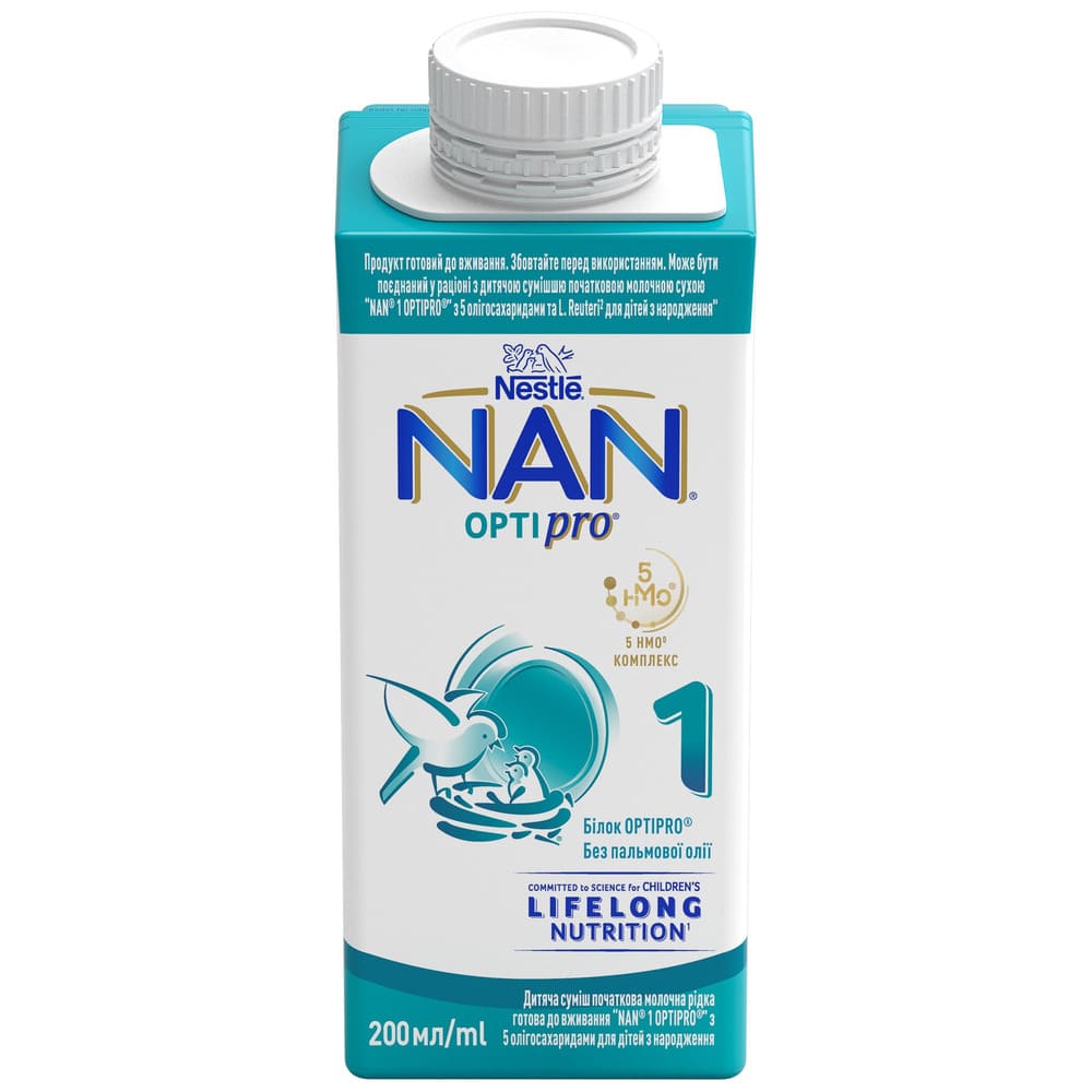 Суміш НАН-1 OPTIPRO з 5 олігосахаридами д/дітей від народження 200мл