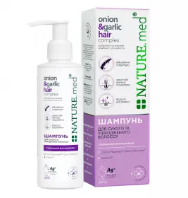 Шампунь «Nature.med. Цибулево-часниковий комплекс для волосся. Для сухого та пошкодженого волосся» 200мл туба