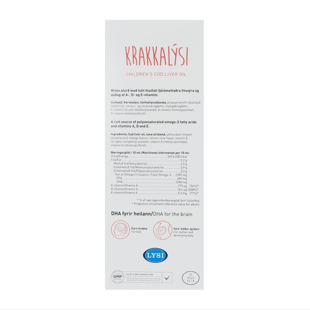 Омега-3 LYSI KIDS для дітей зі смаком манго, лимона та лайма скл. флак. 240мл