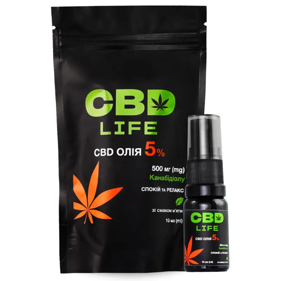 Канабідіол CBD life олія 5% спрей флак. 10мл М'ята