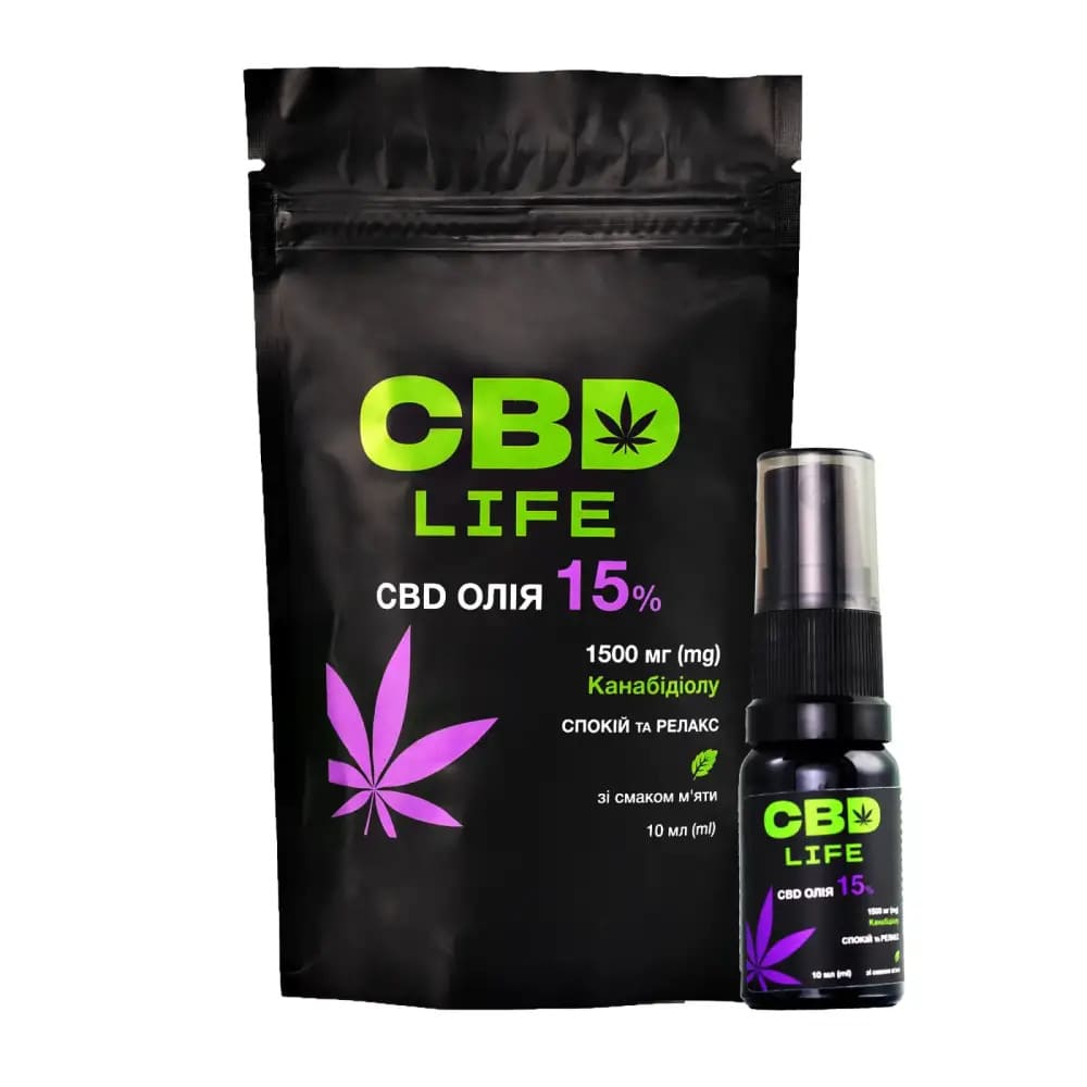 Канабідіол CBD life олія 15% спрей флак.10мл М'ята