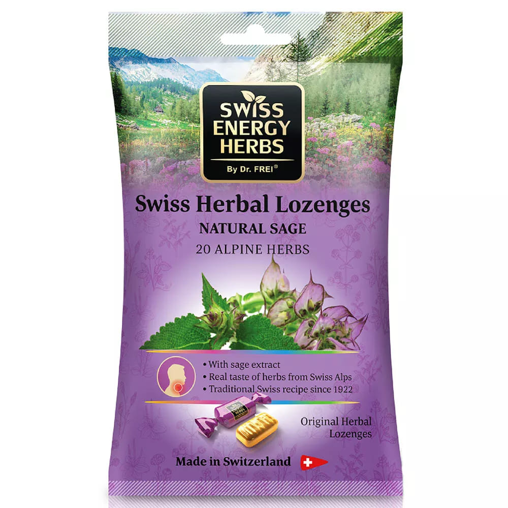 Льодяники Swiss Energy 20 Альпійських трав+Шавлія 55г №1 (уп.12 шт)