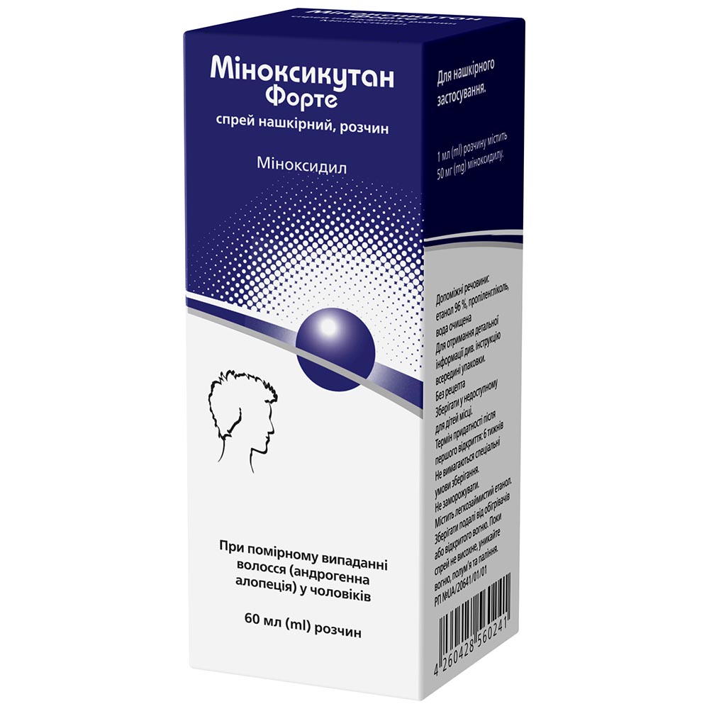 Міноксикутан Форте спрей, н/ш р-н 50мг/мл фл. 60мл