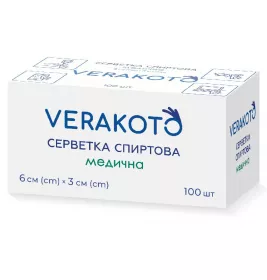 Салфетка спирт. д/ин. 6x3см VERAKOTO №1 (100 шт. в уп.)