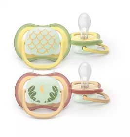 Пустушка Avent 376/27 Ultra Air нічна нейтр дизайн 0-6 міс 2шт