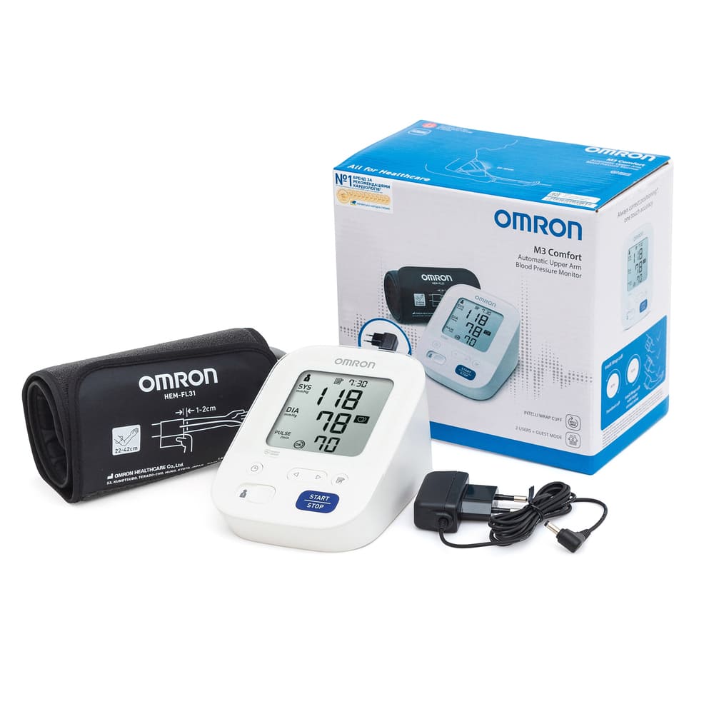 Тонометр Omron M3 Comfort (HEM-7155-E) автоматичний з мережевим адаптером HHP-CM01