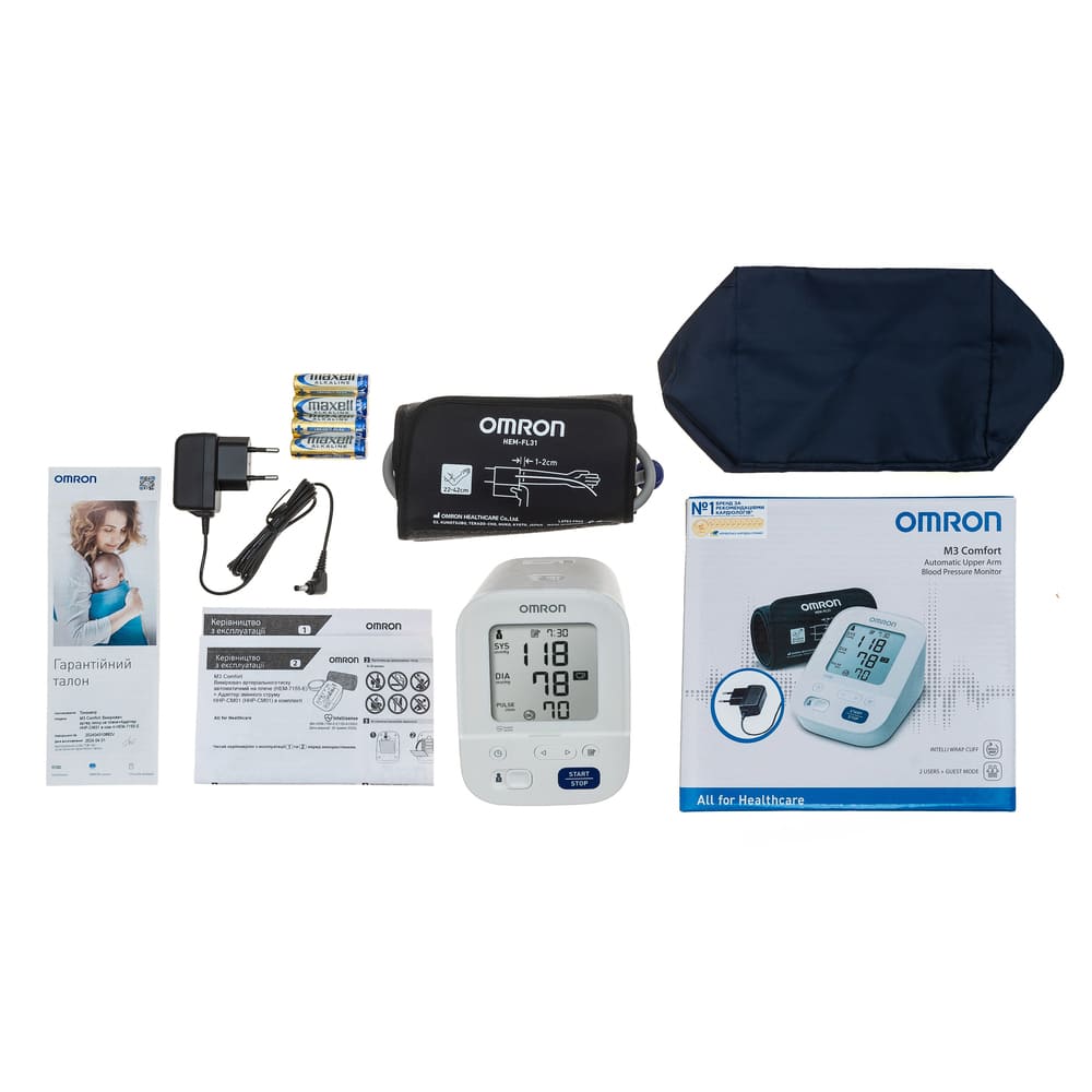 Тонометр Omron M3 Comfort (HEM-7155-E) автоматичний з мережевим адаптером HHP-CM01