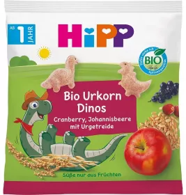 Снеки HIPP 82013 з журавлиною та чорною смородиною Динозаври 30г