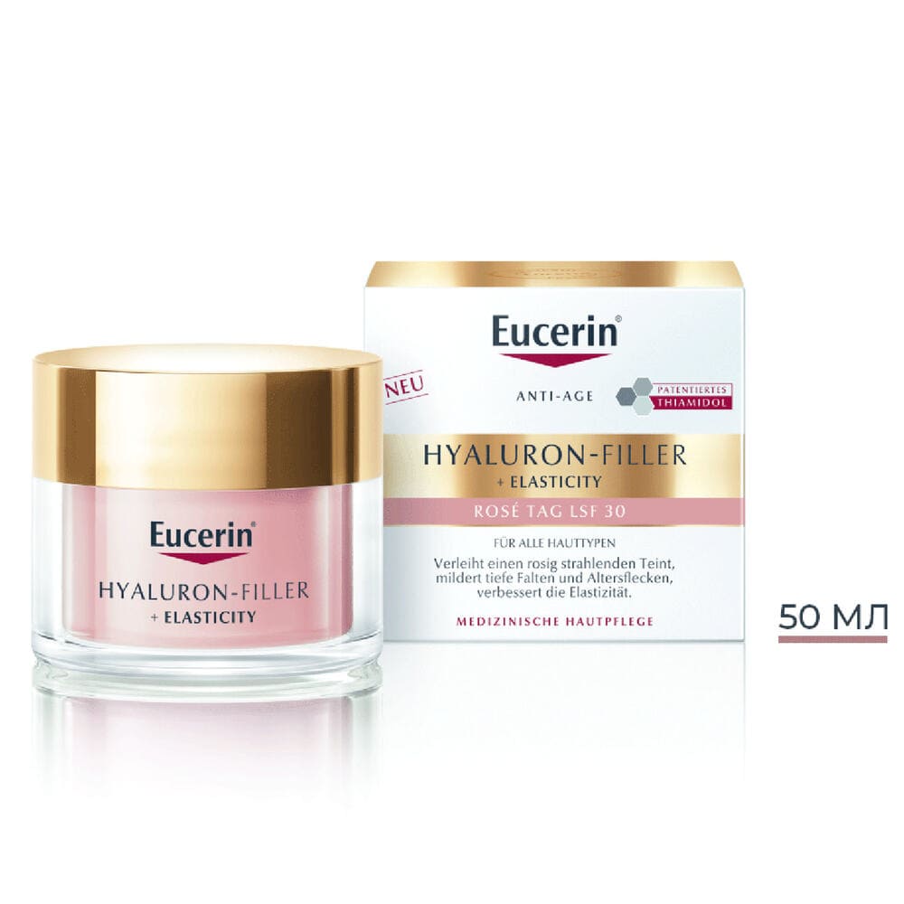 Крем для обличчя Eucerin 63803 Гіалурон-філлер + Еластісіті Денний для підвищення пружності та природного сяйва шкіри з SPF30 50 мл