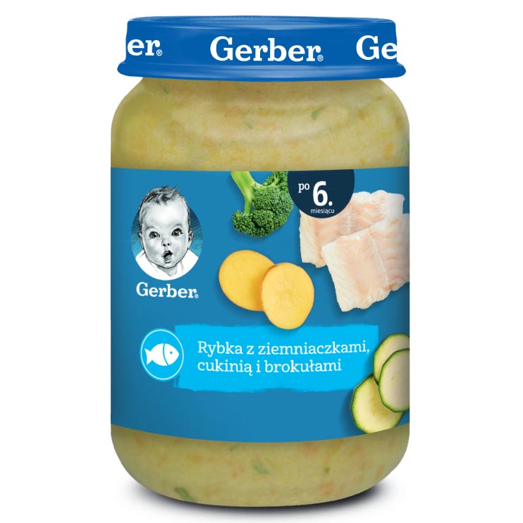 Пюре Gerber Рыба с картофелем, цуккини и брокколи 190г