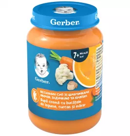 Пюре Gerber Весняний суп зі шматочками овочів, індичкою та кропом 190г