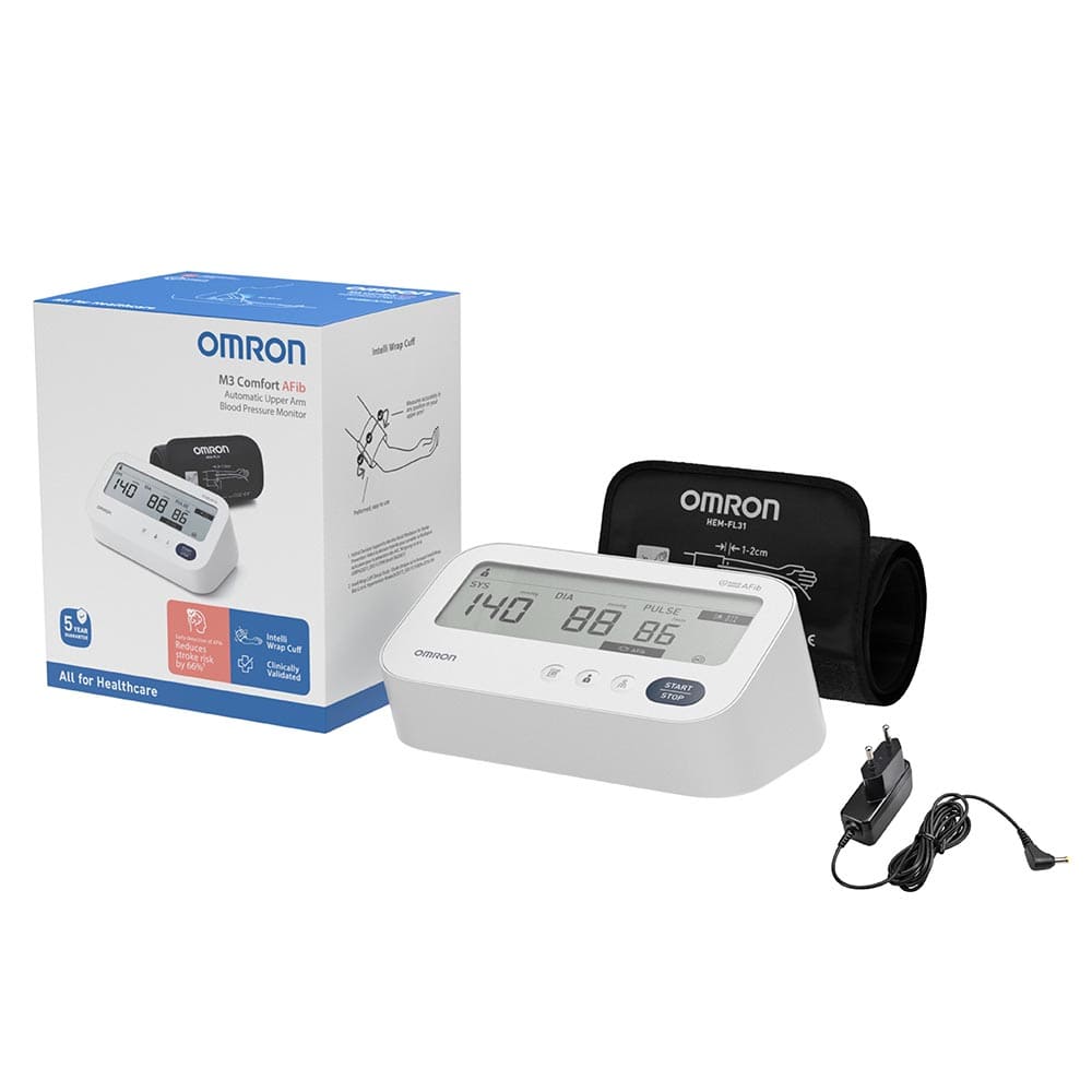 Тонометр Omron M3 Comfort AFib (HEM-7196-FLE) автоматический с сетевым адаптером HHP-CM01