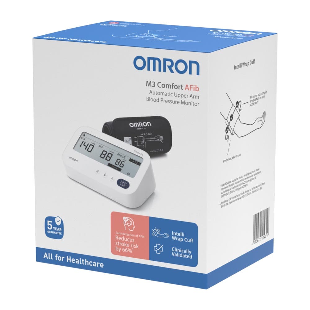 Тонометр Omron M3 Comfort AFib (HEM-7196-FLE) автоматичний з мережевим адаптером HHP-CM01
