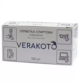 Салфетки спирт. д/ин. 6x3см VERAKOTO №100
