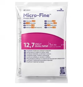 *Шприц інсуліновий 1мл U-100 Embecta Micro-Fine 29G (0,33x12.7мм) №1