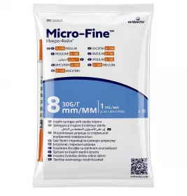 *Шприц інсуліновий 1мл U-100 Embecta Micro-Fine 30G (0,30x8мм) №1